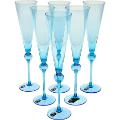 Pamono Vintage Tall Flutes in Murano Glass by Cenedese, 1950, Set of 6> Glassware