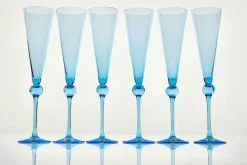 Pamono Vintage Tall Flutes in Murano Glass by Cenedese, 1950, Set of 6><noscript><img width=