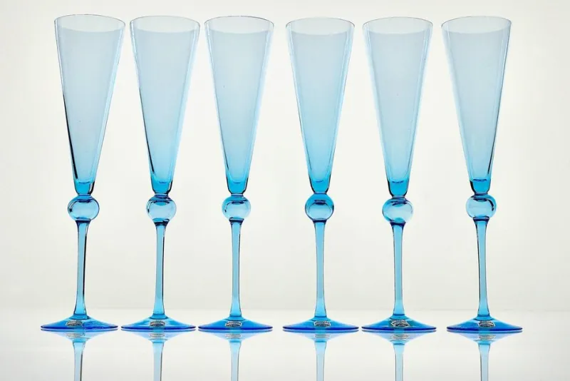 Pamono Vintage Tall Flutes in Murano Glass by Cenedese, 1950, Set of 6> Glassware