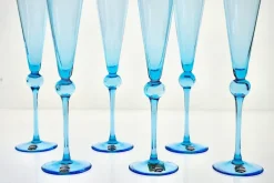 Pamono Vintage Tall Flutes in Murano Glass by Cenedese, 1950, Set of 6><noscript><img width=
