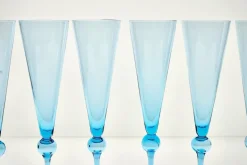 Pamono Vintage Tall Flutes in Murano Glass by Cenedese, 1950, Set of 6><noscript><img width=