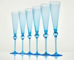 Pamono Vintage Tall Flutes in Murano Glass by Cenedese, 1950, Set of 6><noscript><img width=