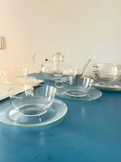 Online Pamono Vintage Tea Service in Borosilicate Glass by Wilhelm Wagenfeld for Jenaer, Germany, 1950s, Set of 14