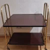 Pamono Vintage Tea Trolley with Metal Frame with Wheels and Formica Floors with Mahogany Veneer on the Back, 1970s> Serving Bar Carts & Trolleys