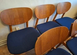 Pamono Vintage Teak Dining Chairs with Navy Blue Covers, 1960s, Set of 6><noscript><img width=