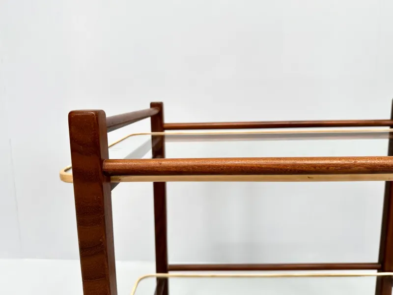 Pamono Vintage Teak Trolley with Glass Tops by Cees Braakman for Pastoe, 1950s> Serving Bar Carts & Trolleys