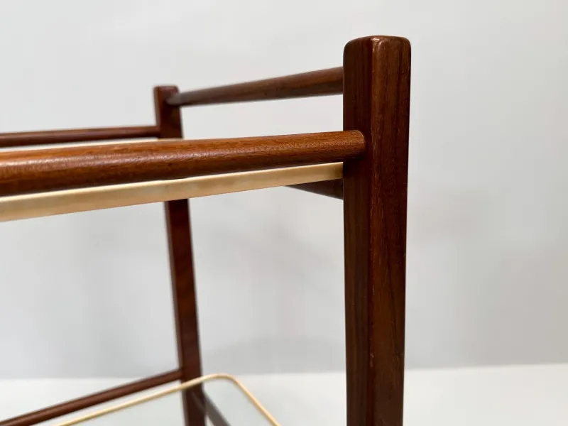 Pamono Vintage Teak Trolley with Glass Tops by Cees Braakman for Pastoe, 1950s> Serving Bar Carts & Trolleys