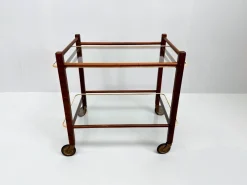 Pamono Vintage Teak Trolley with Glass Tops by Cees Braakman for Pastoe, 1950s><noscript><img width=