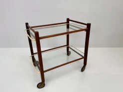 Pamono Vintage Teak Trolley with Glass Tops by Cees Braakman for Pastoe, 1950s><noscript><img width=