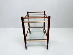Pamono Vintage Teak Trolley with Glass Tops by Cees Braakman for Pastoe, 1950s><noscript><img width=