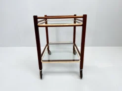 Pamono Vintage Teak Trolley with Glass Tops by Cees Braakman for Pastoe, 1950s><noscript><img width=