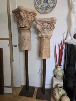 Hot Pamono Vintage Terracotta Columns with Iron Bases, 1950s, Set of 2