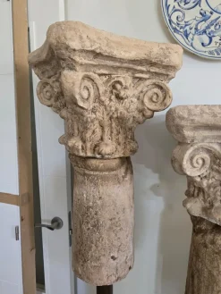Hot Pamono Vintage Terracotta Columns with Iron Bases, 1950s, Set of 2
