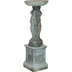 Pamono Vintage Three Graces Bird Bath Garden Statue> Garden Accessories