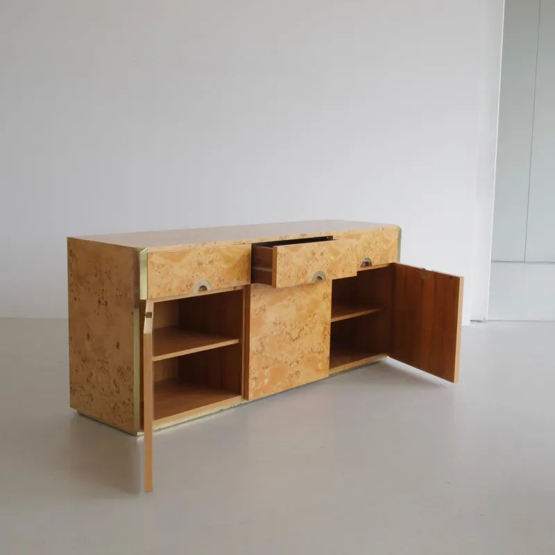 Hot Pamono Vintage Three-Door Sideboard in Burr Wood from Mario Sabot, 1972