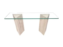 Pamono Vintage Tría Console Table in Italian Travertine and Marble by Joaquín Moll for Meddel, 1999><noscript><img width=
