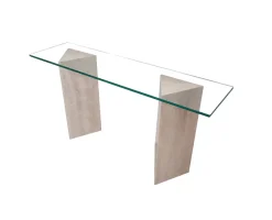 Pamono Vintage Tría Console Table in Italian Travertine and Marble by Joaquín Moll for Meddel, 1999><noscript><img width=