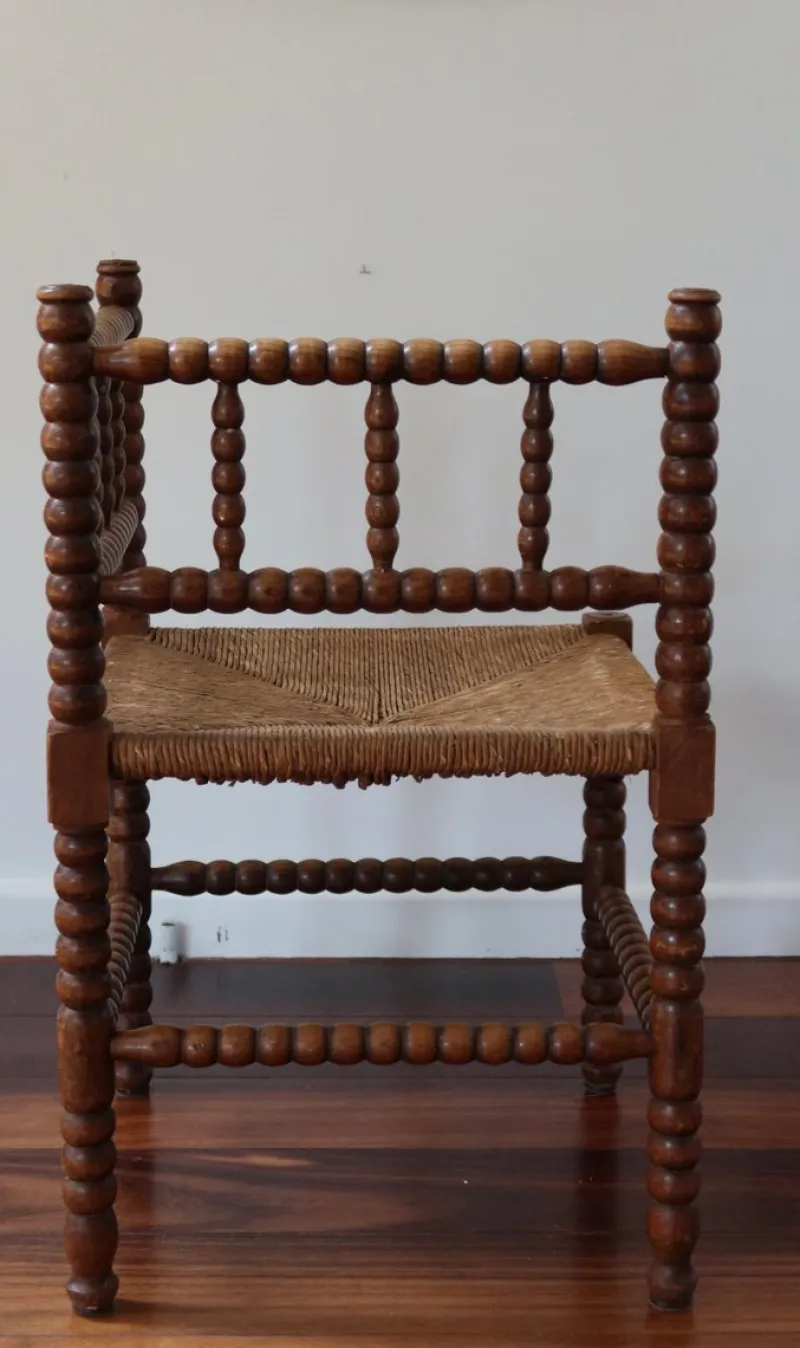 Pamono Vintage Turned Wood Corner Chair, 1950s> Side Chairs & Dining Chairs