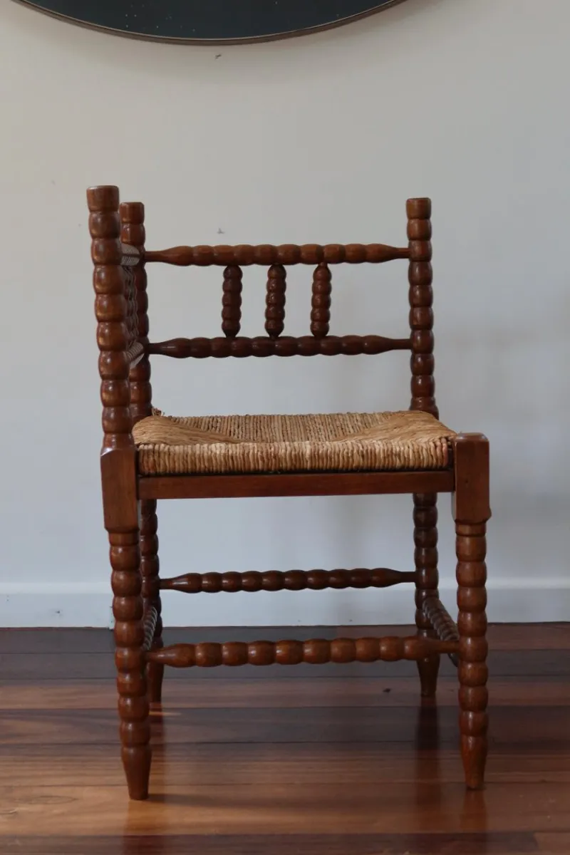 Hot Pamono Vintage Turned Wood Corner Chair, 1950s