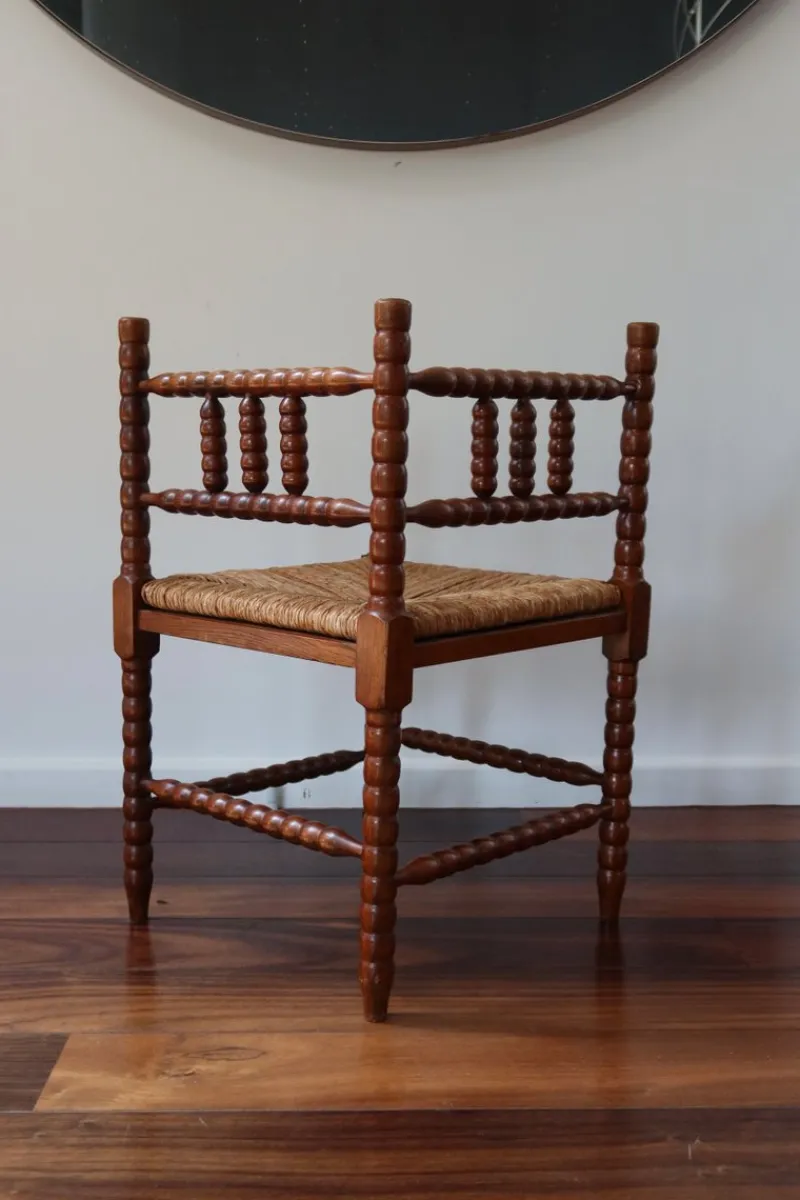Hot Pamono Vintage Turned Wood Corner Chair, 1950s