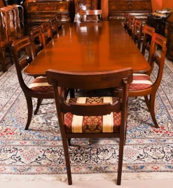 Online Pamono Vintage Twin Pillar Mahogany Dining Table and Chairs, Set of 13