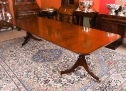 Online Pamono Vintage Twin Pillar Mahogany Dining Table and Chairs, Set of 13