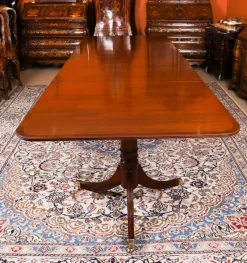 Outlet Pamono Vintage Twin Pillar Mahogany Dining Table and Chairs, Set of 13