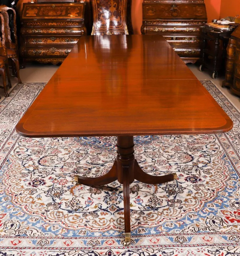 Outlet Pamono Vintage Twin Pillar Mahogany Dining Table and Chairs, Set of 13