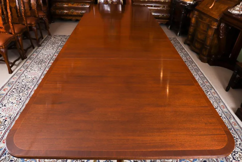 Outlet Pamono Vintage Twin Pillar Mahogany Dining Table and Chairs, Set of 13