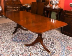 Outlet Pamono Vintage Twin Pillar Mahogany Dining Table and Chairs, Set of 13