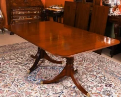 Outlet Pamono Vintage Twin Pillar Mahogany Dining Table and Chairs, Set of 13