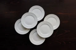 Pamono Vintage Twisted Dessert Plates in White Porcelain from Limoges Haviland, 1970s, Set of 6> Dinner Plates & Bowls