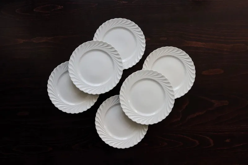 Pamono Vintage Twisted Dessert Plates in White Porcelain from Limoges Haviland, 1970s, Set of 6> Dinner Plates & Bowls