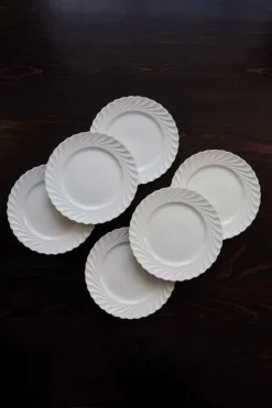 Pamono Vintage Twisted Dessert Plates in White Porcelain from Limoges Haviland, 1970s, Set of 6> Dinner Plates & Bowls