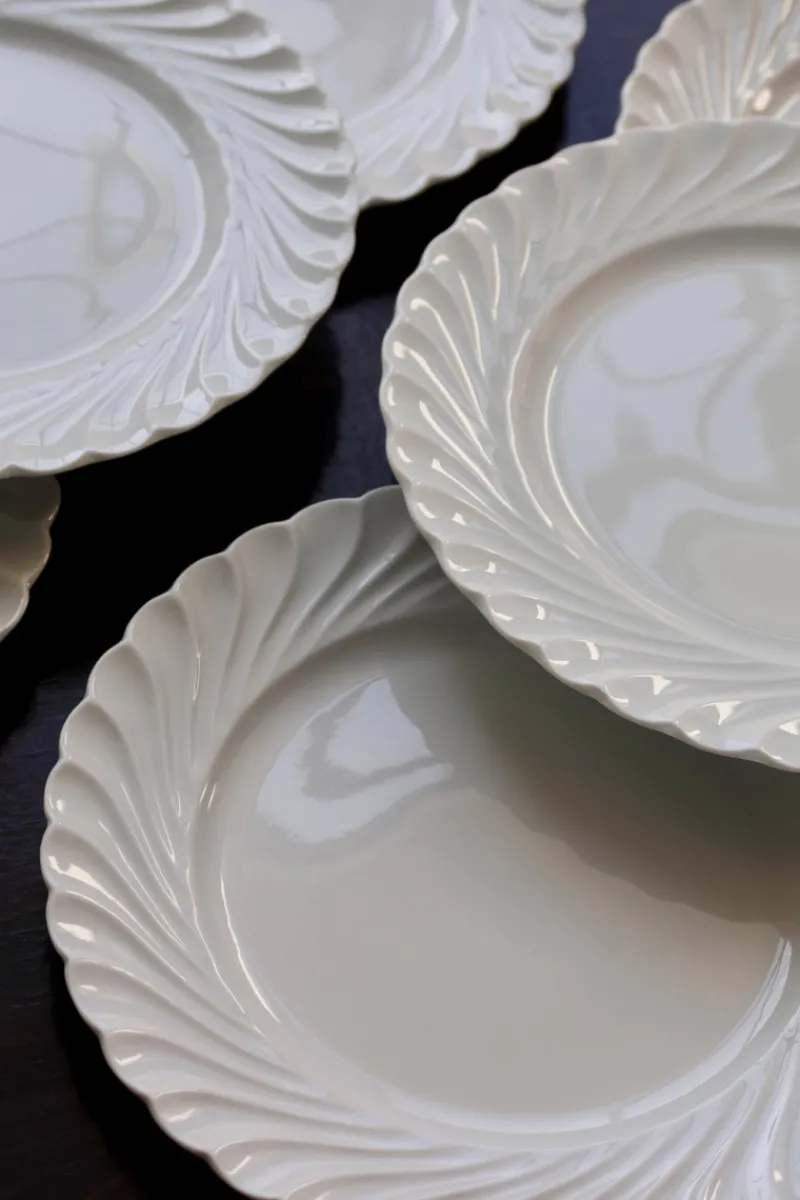 Pamono Vintage Twisted Dessert Plates in White Porcelain from Limoges Haviland, 1970s, Set of 6> Dinner Plates & Bowls