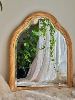 Pamono Vintage Twister Spiral Rattan Mirror with Beveled Glass from Alberich, Spain, 1970s> Mirrors