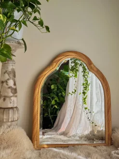 Pamono Vintage Twister Spiral Rattan Mirror with Beveled Glass from Alberich, Spain, 1970s> Mirrors