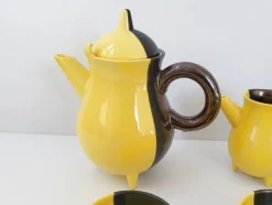 Sale Pamono Vintage Two-Tone Ceramic Luc Coffee Service by Auguste Lucchesi, Vallauris, 1950s, Set of 15