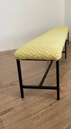 Pamono Vintage Upholstered Metal Bench> Benches