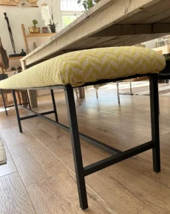 Pamono Vintage Upholstered Metal Bench> Benches