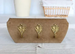 Clearance Pamono Vintage Velvet Coat Rack with Brass Hooks, 1970s
