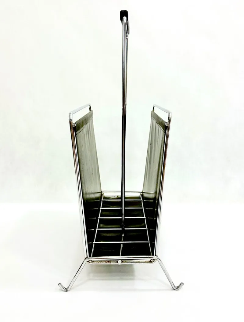 Pamono Vintage Vinyl and Steel Magazine Rack from Voss, 1970s> Magazine Racks