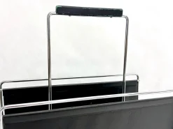 Pamono Vintage Vinyl and Steel Magazine Rack from Voss, 1970s><noscript><img width=
