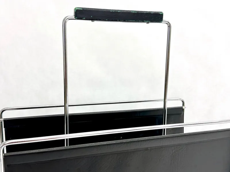 Pamono Vintage Vinyl and Steel Magazine Rack from Voss, 1970s> Magazine Racks