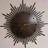 Pamono Vintage Wall Clock Sunburst with Brown Dial and Black Metal Rays from Luxus, 1970s> Watches