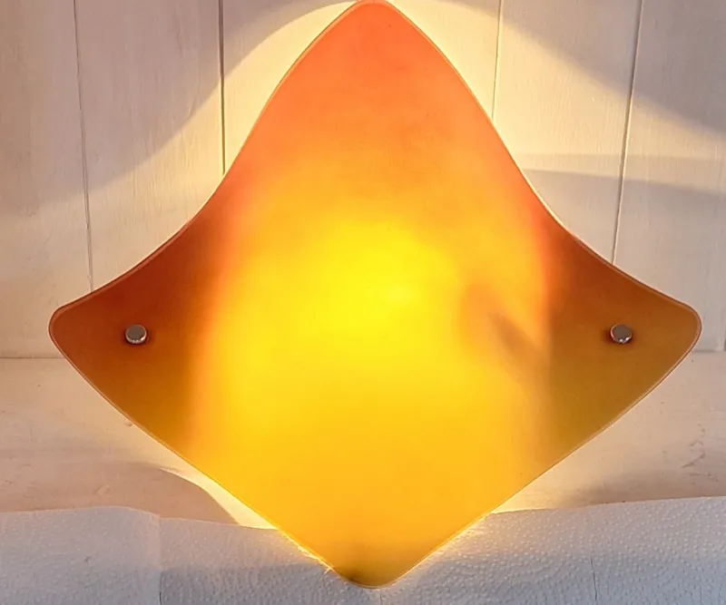 Best Pamono Vintage Wall Lamp with Curved Tinted Glass Panel on White Metal Mount, 2010s