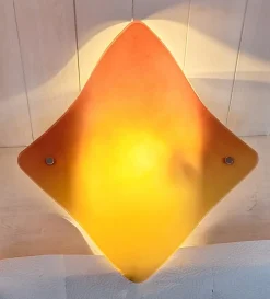 Best Pamono Vintage Wall Lamp with Curved Tinted Glass Panel on White Metal Mount, 2010s