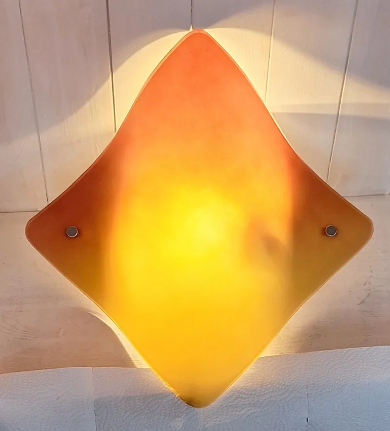 Best Pamono Vintage Wall Lamp with Curved Tinted Glass Panel on White Metal Mount, 2010s