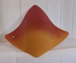 Best Pamono Vintage Wall Lamp with Curved Tinted Glass Panel on White Metal Mount, 2010s