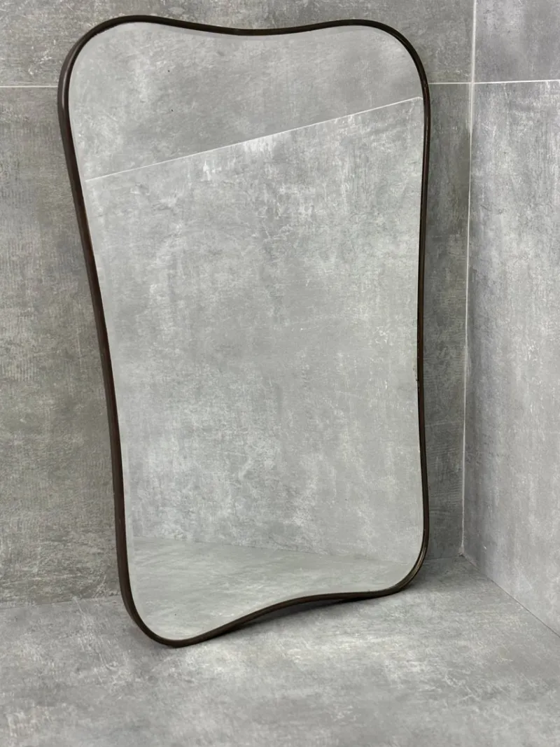 Pamono Vintage Wall Mirror with Brass Frame, 1950s> Mirrors